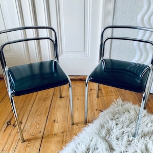 EDAD ESPACIAL // Par de sillas de oficina vintage de los años 70 "Orix" de Vittorio Parigi & Nanni Prina para Molteni // Diseño italiano Bauhaus Mid Century