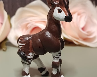 Okapi Okapia Ceramic Figurine Animal Zonkey Ceramic Zebra Donkey