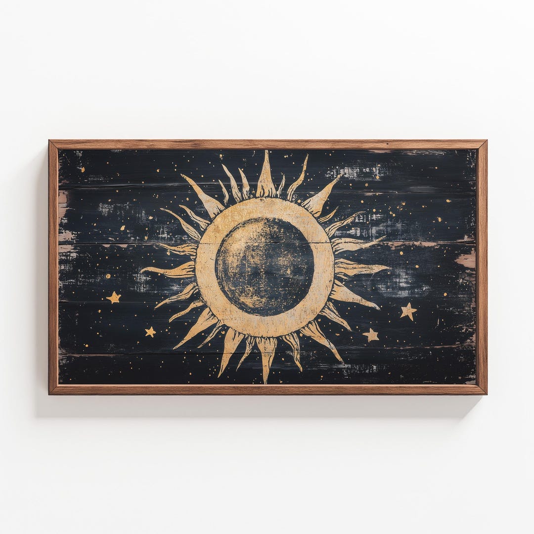Dark Eclipse Sun Artwork | Distressed Celestial Print for Samsung Frame ...