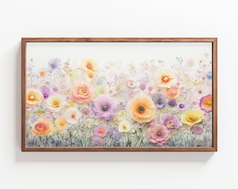 Flower Blossoms Spring Floral Watercolor Art for Samsung Frame TV Wallpaper - Natural Home Decoration