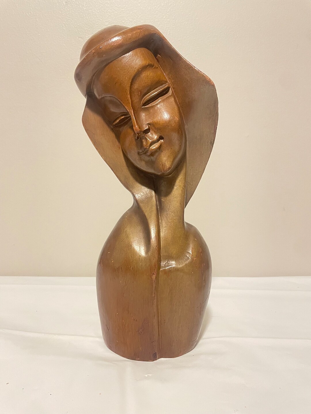 Vintage Hand Carved Madonna Wood Virgin Mary Bust. - Etsy