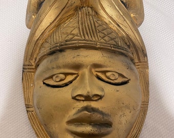 Maschera in legno duro africano intagliato a mano vintage / Maschera Africa / Arte e oggetti da collezione / Oggettistica per la casa / Decorazione da parete / Attaccatura a parete