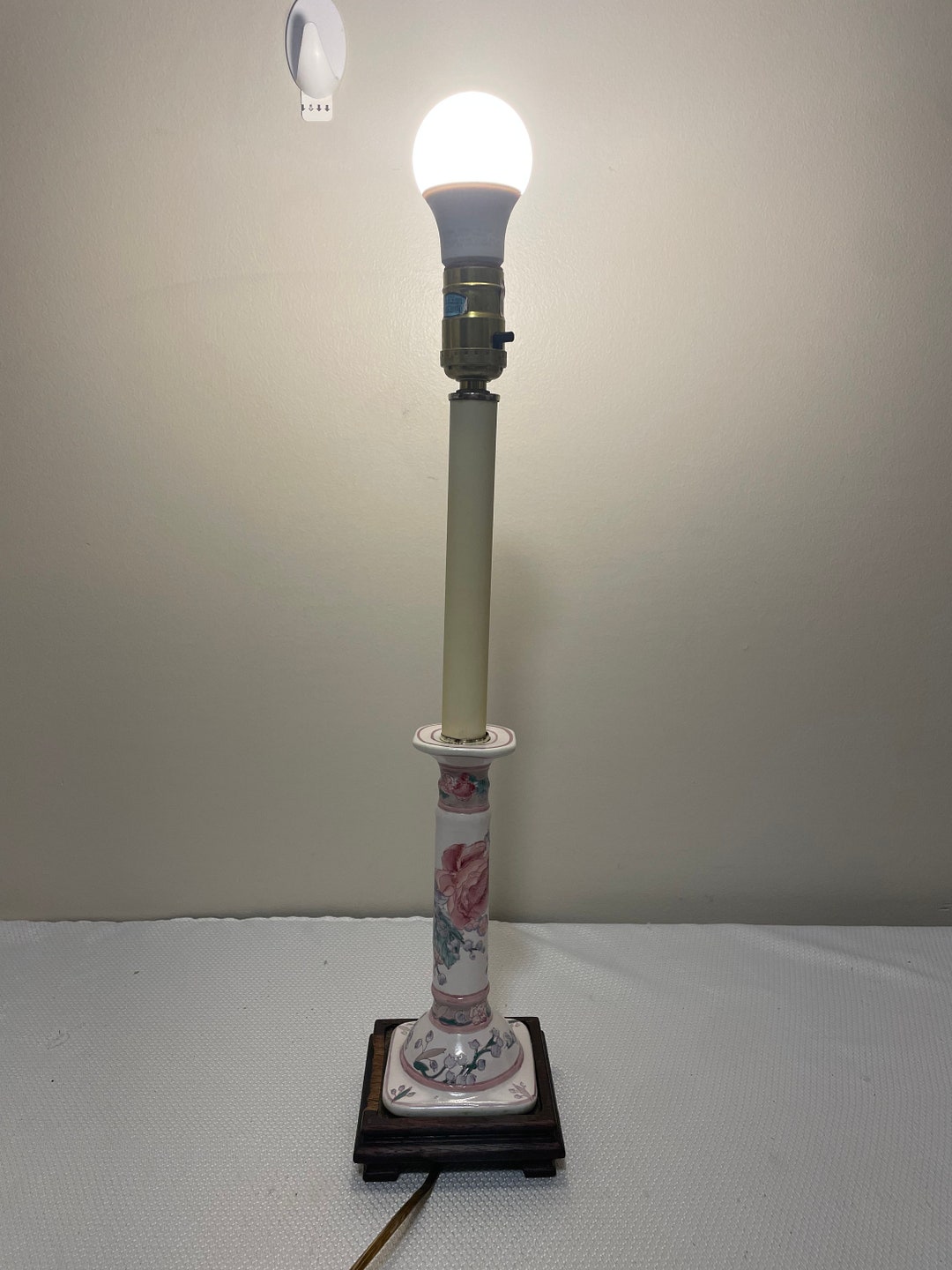 Vintage Porcelain Candlestick Lamp Etsy