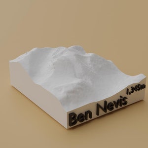 Modèle topographique imprimé en 3D du Ben Nevis | Carte 3D | Écosse | Décoration d'étagères et de bureaux | La plus haute montagne de Grande-Bretagne | Souvenirs | Cadeau | Voyage