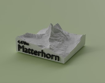 Mapa topográfico 3D del Matterhorn / Adorno de los Alpes suizos