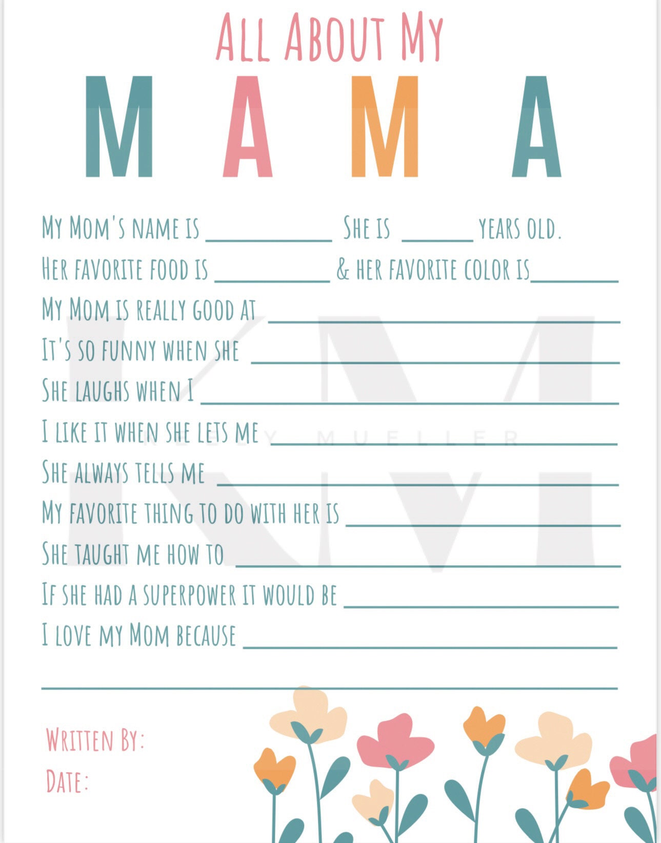 All About My Mom, Grandma, Aunt, Etc. PRINTABLE SHEET - Etsy