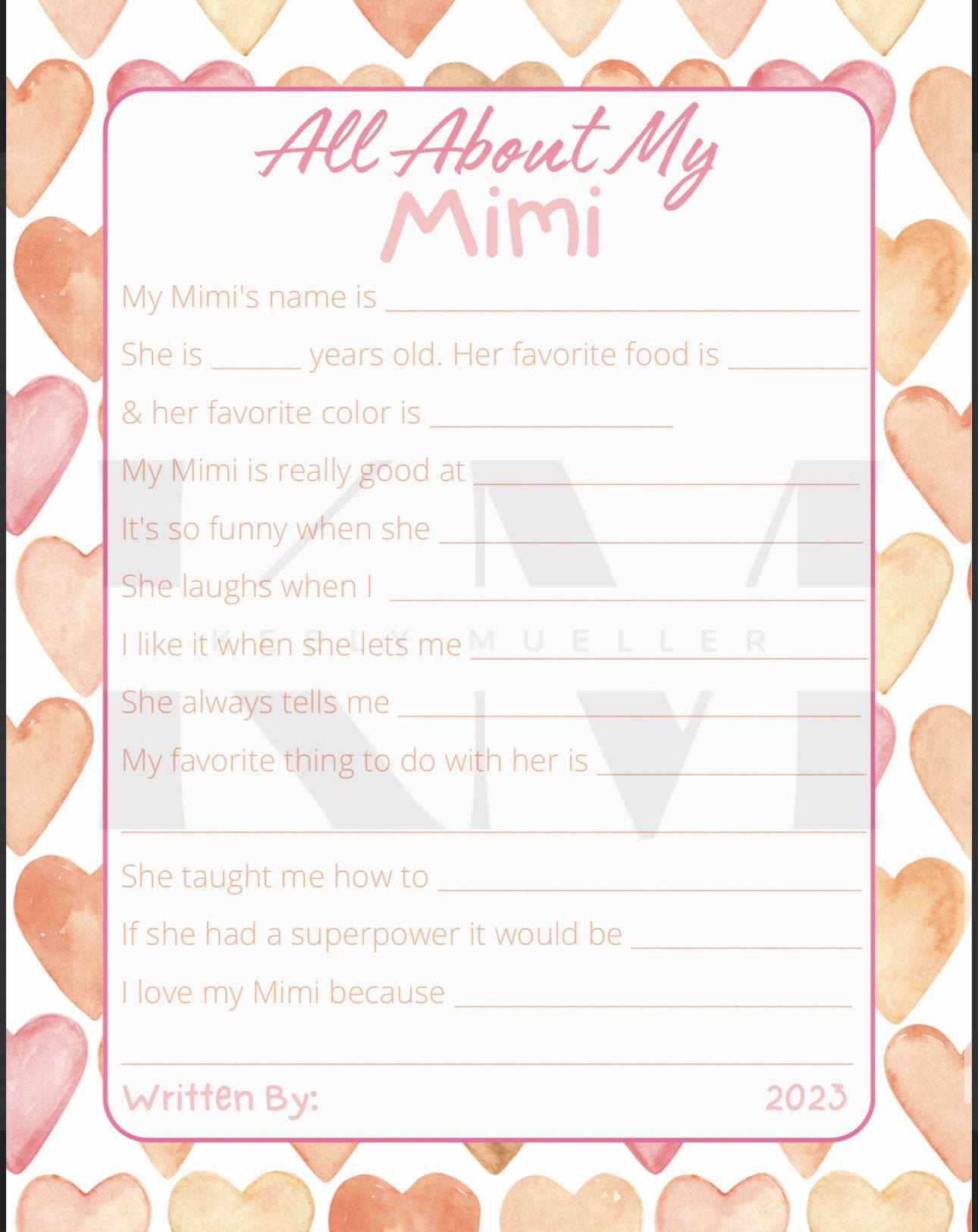 All About My Mom, Grandma, Aunt, Etc. PRINTABLE SHEET - Etsy