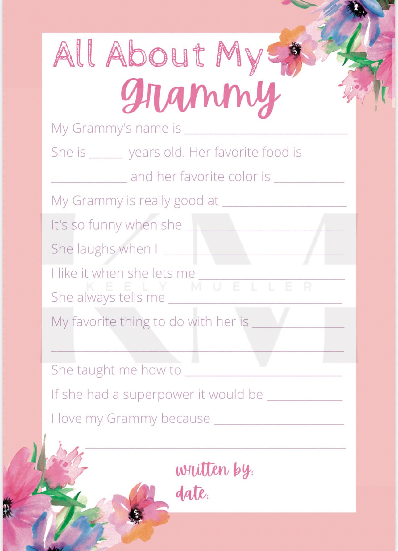 All About My Mom, Grandma, Aunt, Etc. PRINTABLE SHEET - Etsy