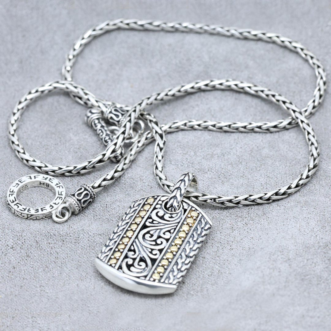 EFFY 925 Sterling Silver Chain Necklace 18" With Silver & 18k Gold ...