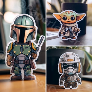 StarWars Clipart Bundle Sticker - 10 Hochwertige Kawaii Charaktere PNG Bundle Niedliche Grafiken ClipArt- Kommerzielle Nutzung - 400 DPI PNG Dateien