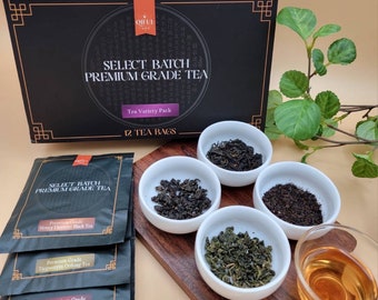 Teas From Around the World - Tea Sampler with Premium & Aged Tea - 4 Kinds of Tea Bags - Eco Friendly, Organic High Mountain Selections