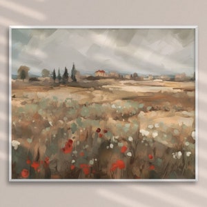 Poppy Printable, Poppy Oil Painting, Floral Wall Art, Floral Print Red, Flower Field Printable, Poppy Field Painting, Digital Art Download