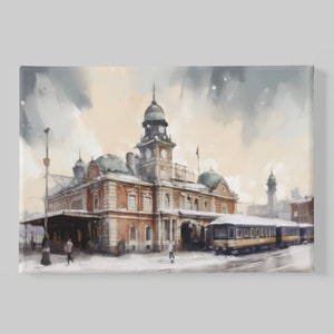 Train Terminal Print, Istanbul Oil Painting, City Wall Art, Istanbul City Print, Istanbul Architecture, Historical Building Printable