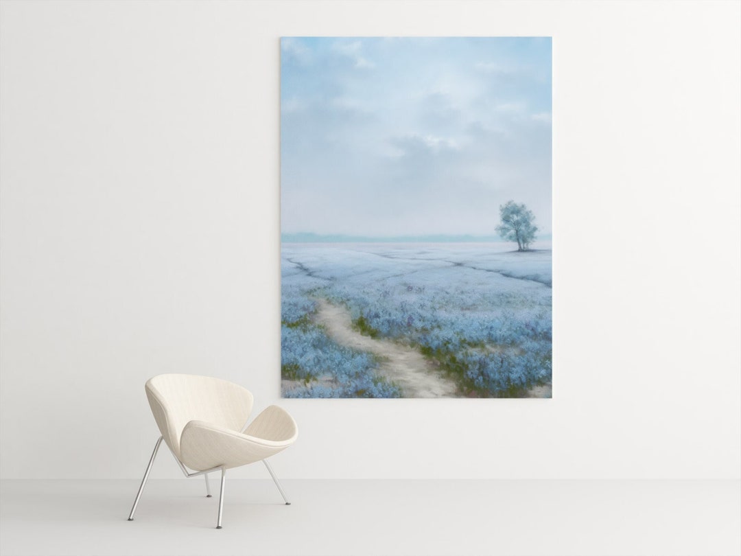 Baby Blue Eyes Printable, Nemophila Oil Painting, Blue Floral Wall Art