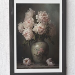 Peony Printable Print, Peony Oil Painting, Peony Flower Wall Art, Floral Print Peony, Pink Flower Art, Peony Floral Decor, Peony Blush Pink