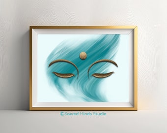 Buddha Eyes Arte de pared imprimible zen obra de arte impresiones conscientes para vibraciones espirituales decoración de entrada espacio de meditación descarga digital budista