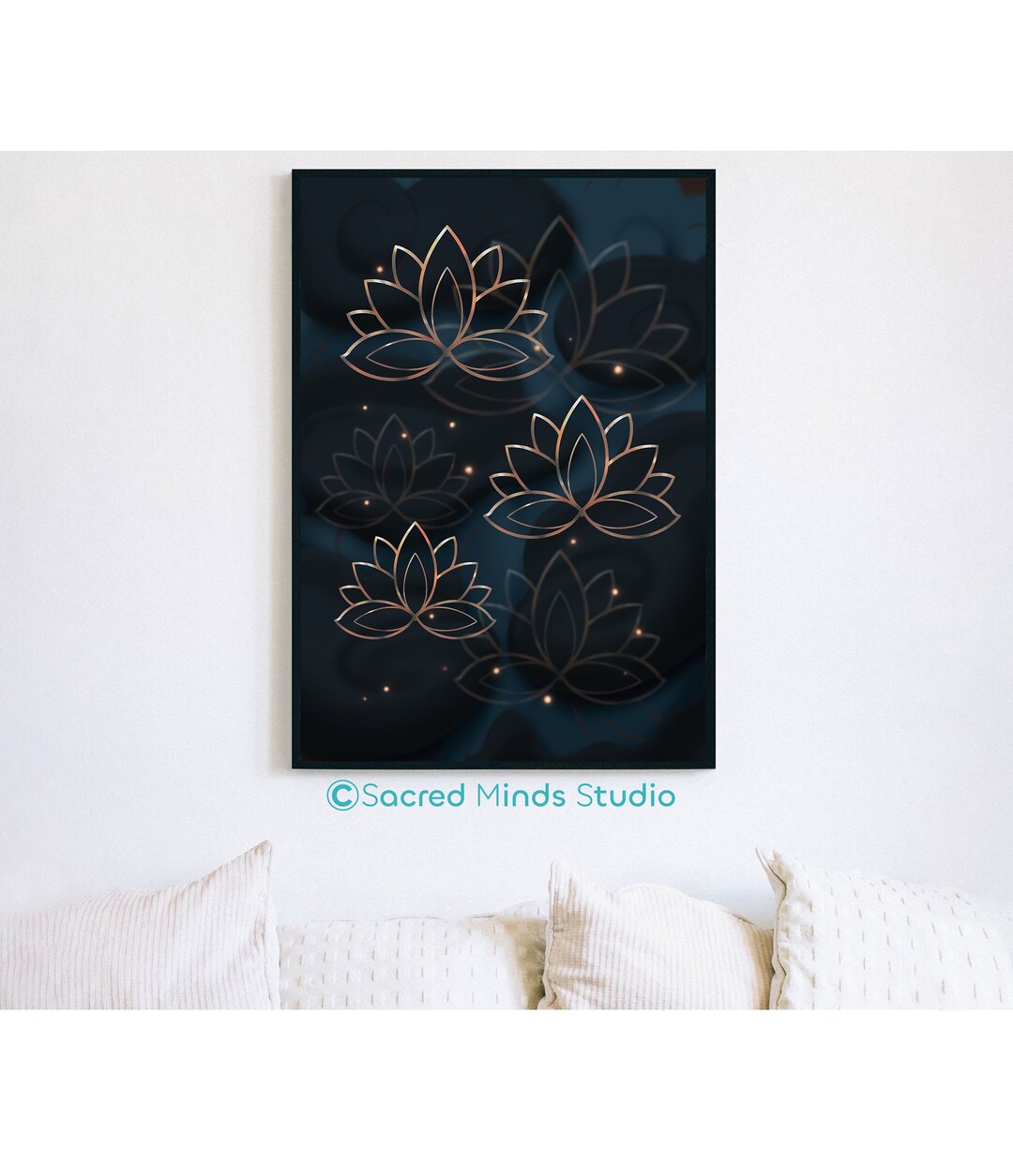 Gold Lotus Printable Wall Art Zen Artwork Gift Calming Spiritual Vibes ...