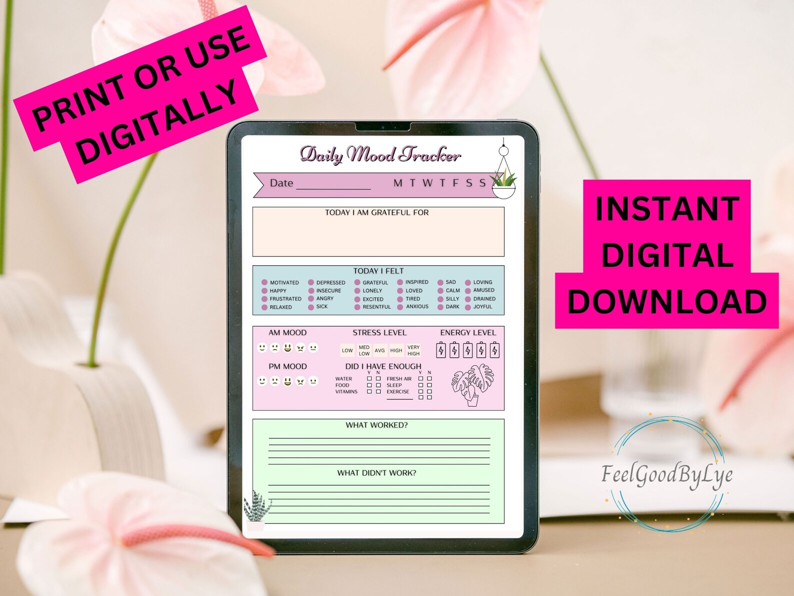 Mood Tracker | Digital Mood Tracker | Printable Mood Tracker | Daily ...