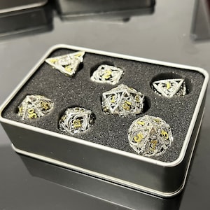 Hollow Dnd Dice Set Dungeons and Dragons Dice Set Polyhedral d&d dice set for Role Playing Games Metal Dnd Dice Set