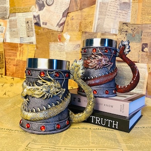 Tazas con diseño de dragón, jarras de cerveza estilo punk retro, regalos para novios, regalos para el día del padre, vasos de whisky, tazas de café, tazas, tazas geniales, regalos de Halloween