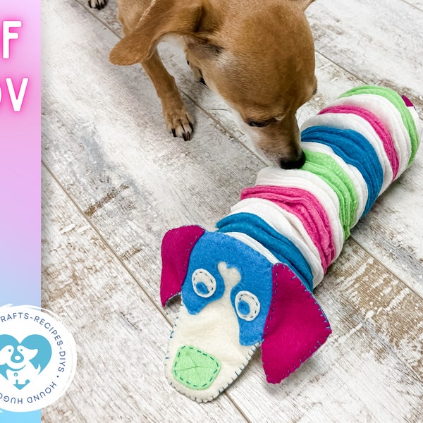 Snuffle Dog Toy Slinky Dog, Digital Download PDF Pattern, DIY Craft, Treat Dispenser, Canine Enrichment, Keep Dogs Busy Toy, Hide Treats
