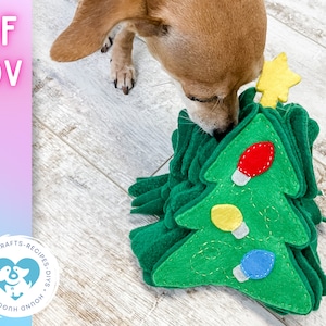 Interactive Dog Toy Kit: Christmas Tree Snuffle Pattern and Sew-Along Video to Engage Your Furry Friend!