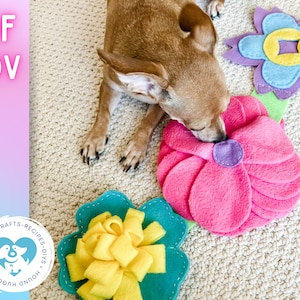Get Crafty with this Snuffle Dog Toy Kit - Flower Garden PDF Pattern and Sew-Along Video for a Fun and Engaging Pet Activity!