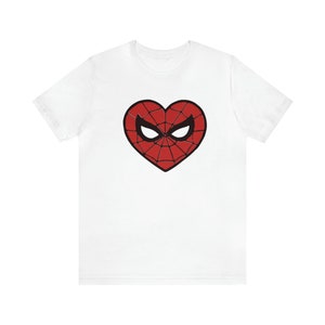 MJ Cosplay Spiderman Heart Unisex Jersey Short Sleeve Tee, Womens Spiderman Unisex Jersey Short Sleeve Tee, Heart Spiderman