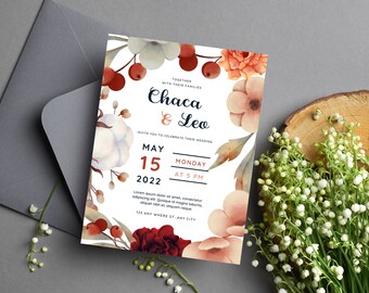Planificador de tarjetas de boda editables de Chaca y Leo (producto digital)