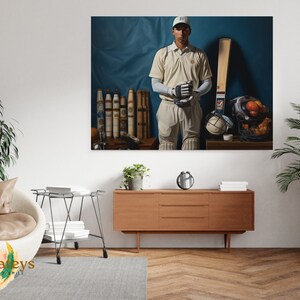 Cricket Player Man collor Print Cricket Custom Cricket Gift Wall Decor Boys Cricketer Home Decor Boys Sport Wall Art Cricket bat