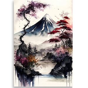 Fuji Japan watercolor style | Japanese Wall Art | Fuji Poster | Wall decoration Japan Fuji poster