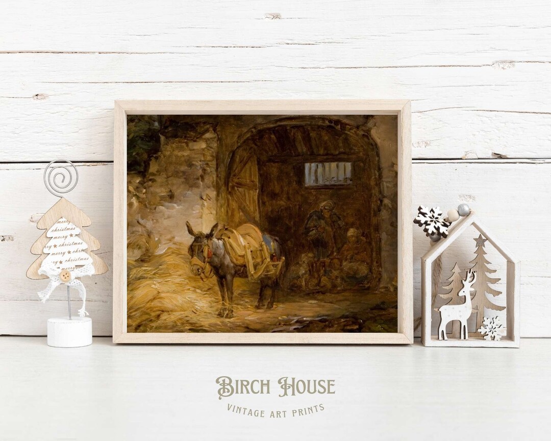 Christmas Art Donkey Nativity Scene Fine Art Collection Etsy