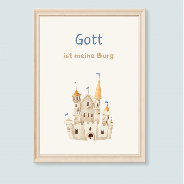 Christliches Kinderposter  |  Gott ist meine Burg