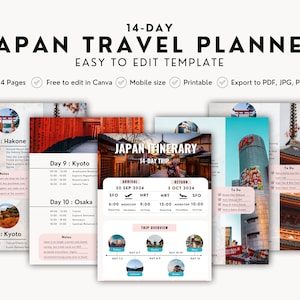 Japan Travel Itinerary Template Digital Download Ultimate Japan Travel Guide Desktop, Ipad, Tablet Editable on Canva Printable image 1