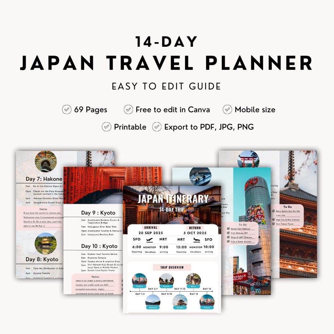 14-day Japan Travel Itinerary: Canva Guide (digital Download) - Etsy