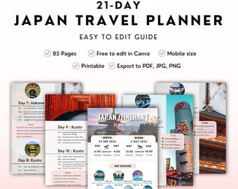 21-daagse reisroute Japan: Canva-gids (digitale download)