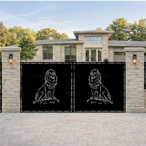 Majestic Lion STENCIL SVG for Gates - Cnc DXF Laser Cut File - 3 Lion Designs for Metal Driveway Gates & Privacy Panels - Digital Download