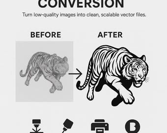 Raster to Vector Conversion | jpg png to svg DXF AI PDF | Clean Scalable Vector Files