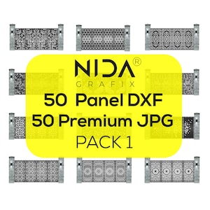 50 paneles DXF y JPG premium, archivo CNC, patrón geométrico, pantalla de partición, panel de metal de puerta, plantillas de pared, plantillas de paneles decorativos vectoriales