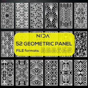 52 Geometric Panels dxf, svg, cdr, ai, jpg, eps, Geometric pattern, Partitions creen, geometric dxf laser , Wall stencils, Decorative Panels