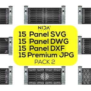 15 dxf/dwg/svg Panels & Premium JPG, Cnc-Datei, Geometrisches Muster, Trennwände, Tormetallplatte, Wandschablonen, Dekorplatten