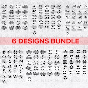 Split Monogram Alphabet SVG Bundle - 156 Files - DXF PNG - Monogram ...