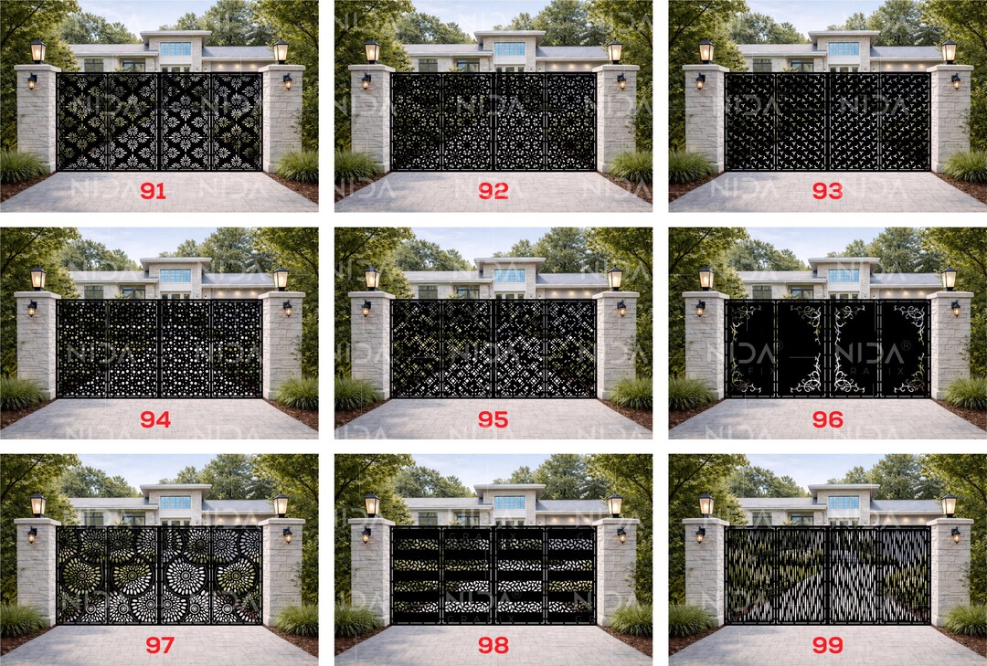 9 Modern Metal Gate Design Dxf Jpg (pack 11) | Laser Cut Gate Panels ...