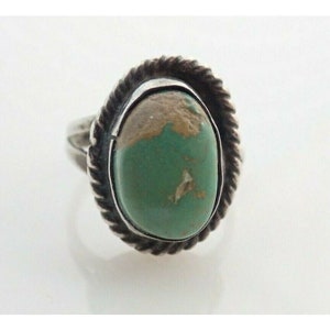 Vintage Navajo Green Royston Turquoise Sterling Silver Ring Sz 4