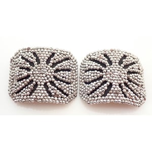 Antique Pair of LW French France Steel Cut Riveted Cloth Shoe Buckles Clips