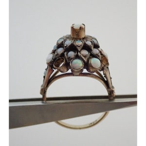 14K Solid Yellow Gold Antique Harem Princess Opal Cluster Ring Sz 5.5