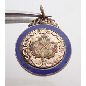 Antique Gold Filled MWA Modern Woodmen of America Enamel Pocket Watch Chain Fob