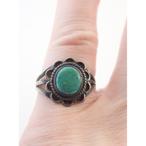 Vintage Navajo Green Turquoise Sterling Silver Ri… - image 6
