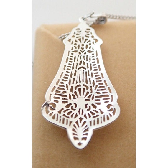 Vintage Sterling Silver 1.5" Filigree Pendant Nec… - image 5