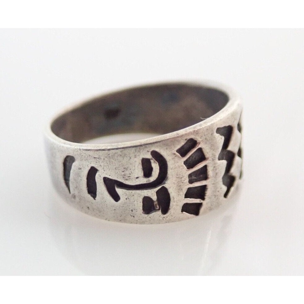 ◆naosandesu◆ Vintage NF Designer Sterling Silver Faces Band Ring Sz 6